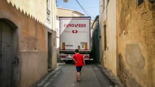 Camió encastat ahir a Cantallops