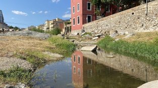 Riu Llobregat d'Emporda al seu pas per la Jonquera el passat 9 de juliol de 2021