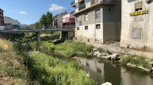 Riu Llobregat d'Emporda al seu pas per la Jonquera el passat 9 de juliol de 2021