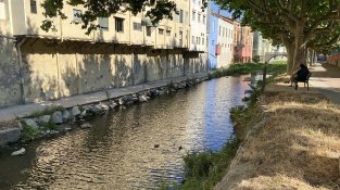 Riu Llobregat d'Emporda al seu pas per la Jonquera el passat 9 de juliol de 2021