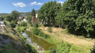 Riu Llobregat d'Emporda al seu pas per la Jonquera el passat 9 de juliol de 2021