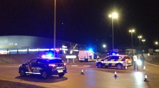 Control de Policia Local i CNP a l'entrada de la Jonquera