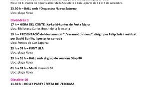 El gruix d'activitats serà entre el 8 i l'11