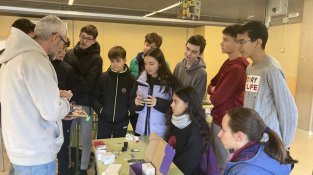 El grup, treballant en el projecte