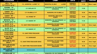 Agenda dels equips de futbol