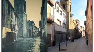 Comparativa del carrer Major a l'alçada de l'església