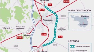 Plànol del desdoblament en el tram dela variant a Figueres