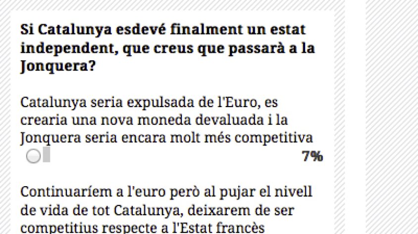 Captura de pantalla de l'enquesta que avui 31 d'agost s'ha posat en marxa.
