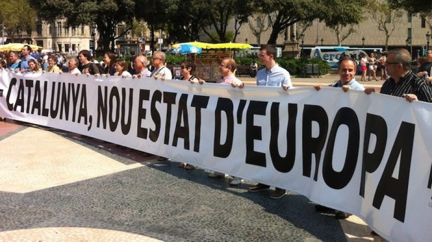 La pancarta de la manifestació de l'Onze de Setembre organitzada per l'Assemblea Nacional Catalana (ANC), mostrada aquest dimecres