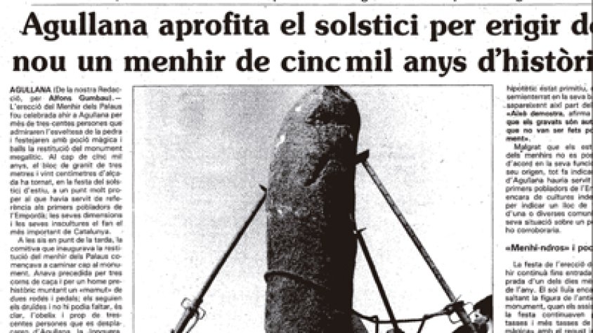 Reproducció del reportatge que va fer el diari El Punt sobre l'aixecament del Menhir