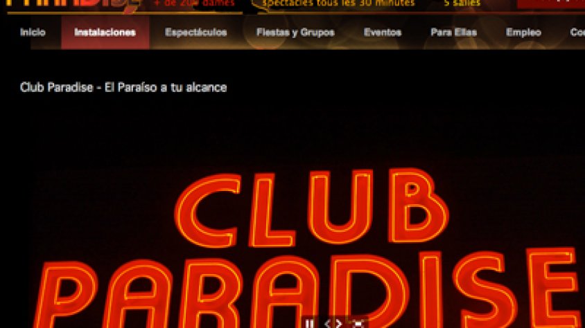 Captura de pantalla web Club Paradise de la Jonquera