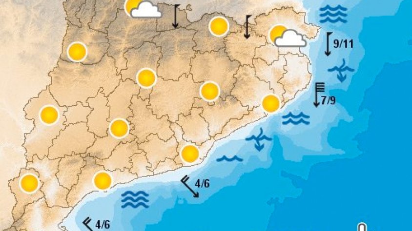 Mapa de previsió per avui diumenge, amb vent força 11