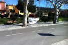 Pancarta de prostesta dels Mossos a la comissaria de la Jonquera