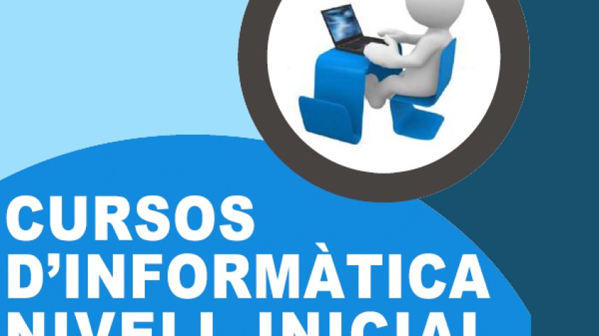 Cartell informatiu de la nova proposta de curs d'informàtica a Can Laporta