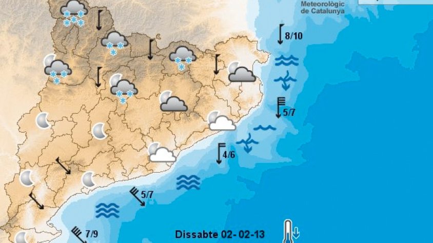 Mapa de previsió per avui dissabte, amb vent força 10
