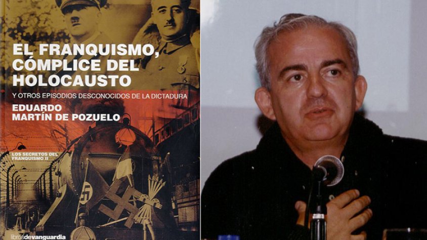 Portada del llibre "El franquisme, còmplice de l'holocaust" i Eduardo Martín de Pozuelo