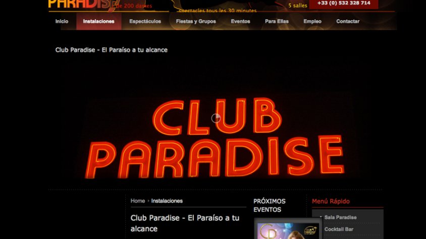 Captura web de la "pensió" i club Paradise de la Jonquera