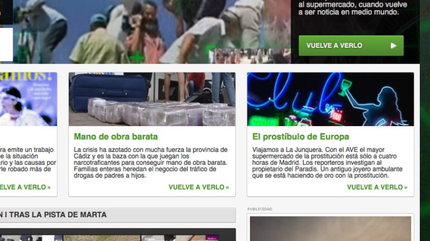 Captura de pantalla del web de La Sexta