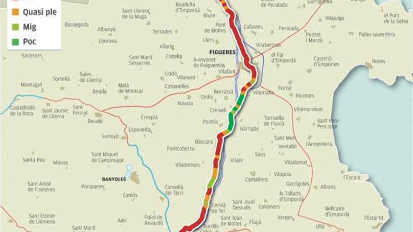 Situació actual del tram de la cadena humana a l'Alt Empordpà