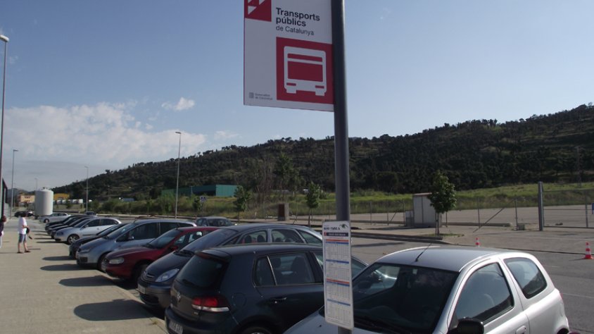 Parada del bus a l'avinguda Països Catalans el passat mes de juliol