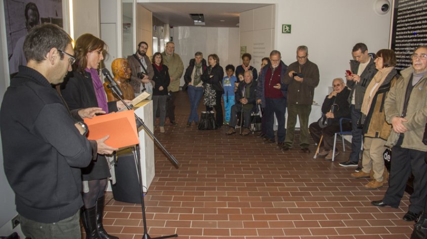 Una imatge de la inauguració de l'exposició aquest matí de dissabte