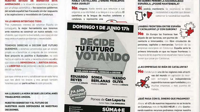 Xerrada de "Súmate" a la Jonquera aquest diumenge