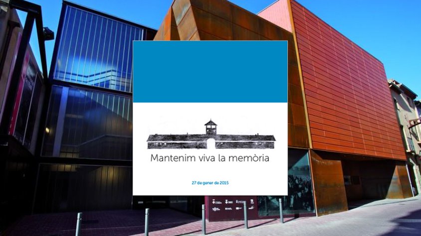 Façana del MUME de la Jonquera i logotip per a l'esdeveniment d'avui