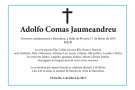 Necrològica d'Adolfo Comas Jaumeandreu
