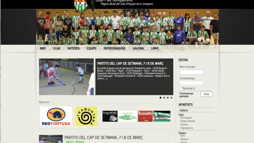 Captura web del nou espai a internet del Club patí Jonquerenc