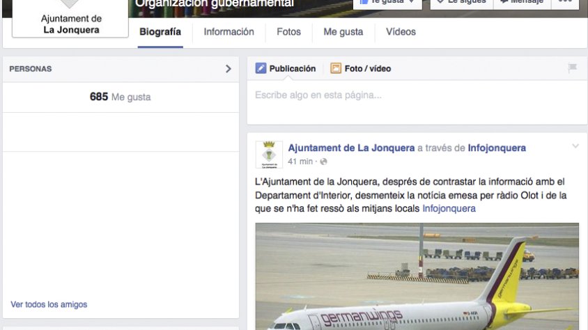 Captura de pantalla del comunicat publicat per l'Ajuntament de la Jonquera
