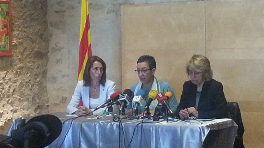 Una imatge de la roda de premsa d'aquest matí
