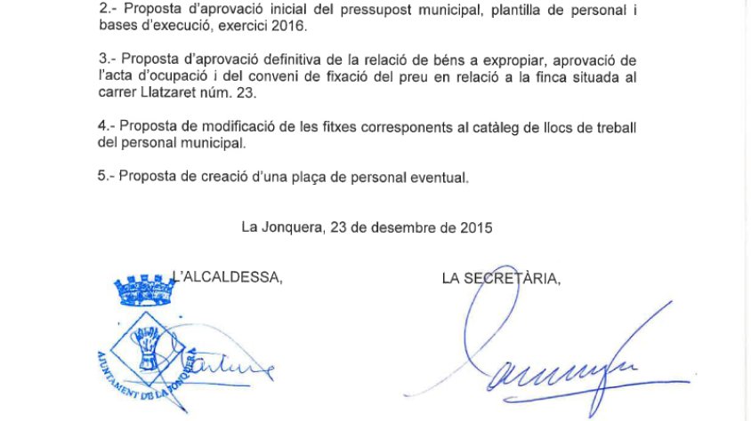 Dimecres, darrer Ple municipal de 2015