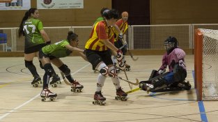 Una imatge del partit d'hoquei femení contra contra el Riells