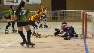 Una imatge del partit d'hoquei femení contra contra el Riells