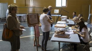 Imatge d'avui al col·legi electoral de La Societat per les eleccions "Congreso de los Diputados Madrid" del 26 de juny de 2016