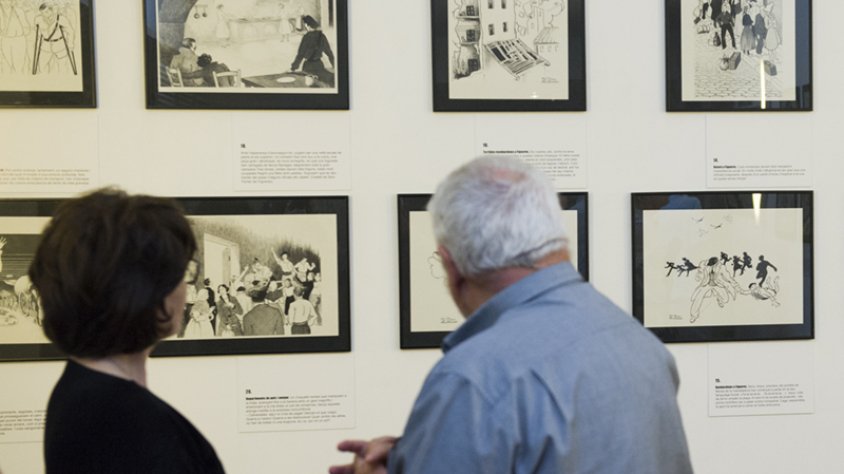 El Museu Memorial de l'Exili de la Jonquera va inaugurar ahir dissabte una exposició que conté una trentena de dibuixos d'Àlvar Orriols