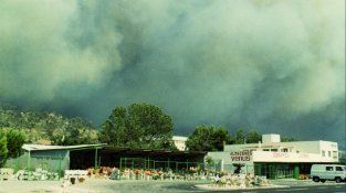 Aspecte general de l’incendi des de la carretera N2, tallada al trànsit