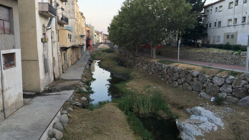 Aspecte del Llobregat d'Empodrà ahir dimecres 31 d'agost