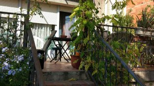 Balcó exterior però dins el pati-jardí de la casa per on van entrar els lladres a la casa de Rosa Farré