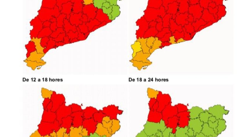 Mapa d'avisos de la Direcció General de Protecció Civil de la Generalitat