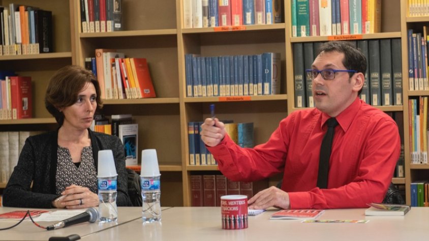 L'alcaldessa, Sònia Martínez, i l'escriptor, David Frigola