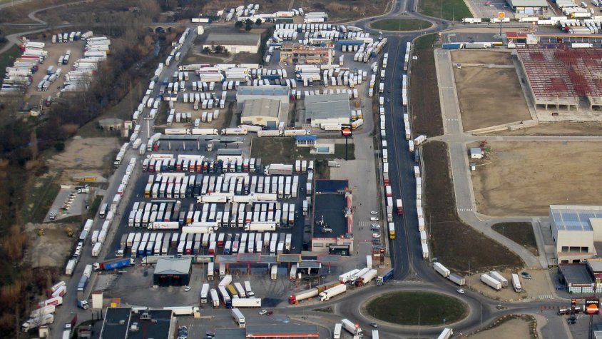 Imatge aèria de la Jonquera a l'entorn de l'any 2009