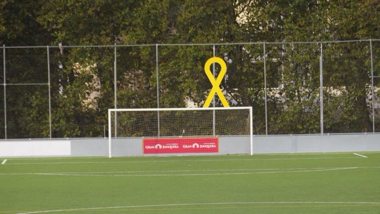 El llaç, penjat a la xarxa oest de Les Forques