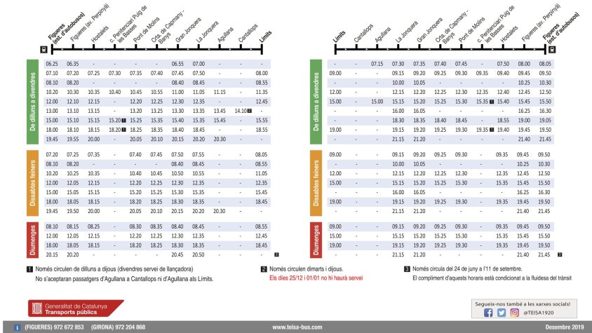 Els nous horaris del bus públic
