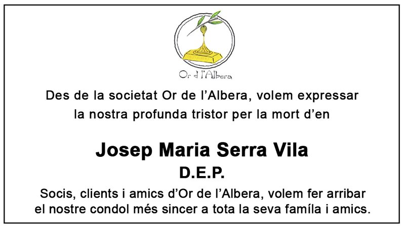 Esquela de Josep Maria Serra Vila