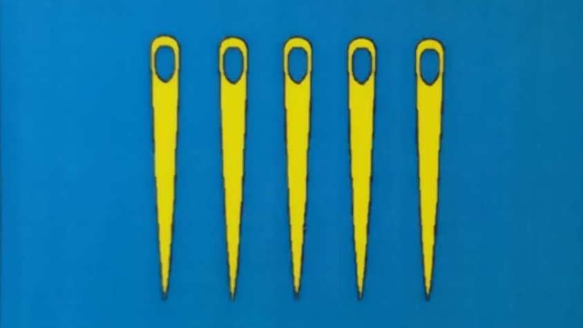 Va guanyar l'opció de les cinc agulles centrades sobre un fons blau