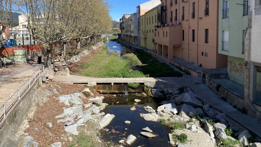 Una imatge del riu Llobregat en el tram més característic al seu pas per la vila