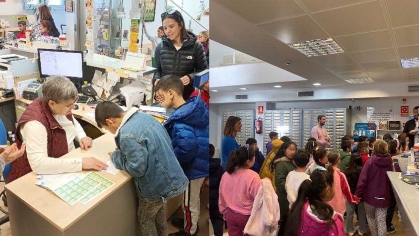 Escolars del Josep Pañuelas del Río visiten l'oficina de correus de la Jonquera