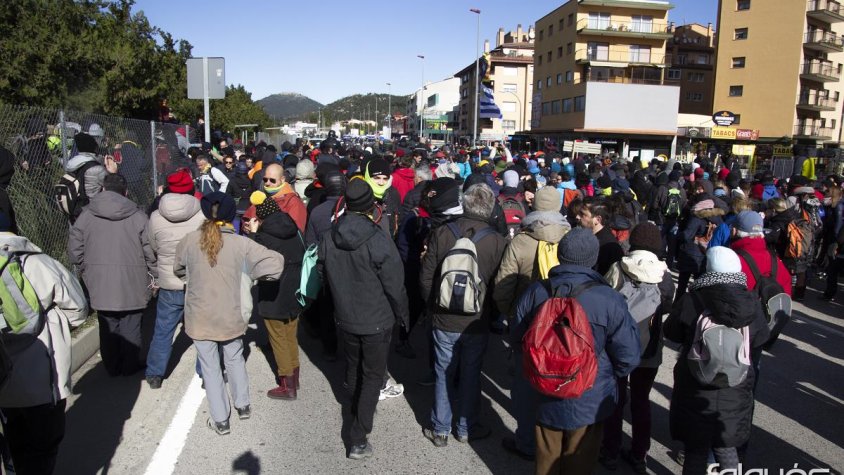 Manifestació amb tall de carretera a la Jonquera. Imatge d'arxiu.