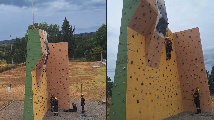 Pràctiques de rescat al rocòdrom de la Jonquera